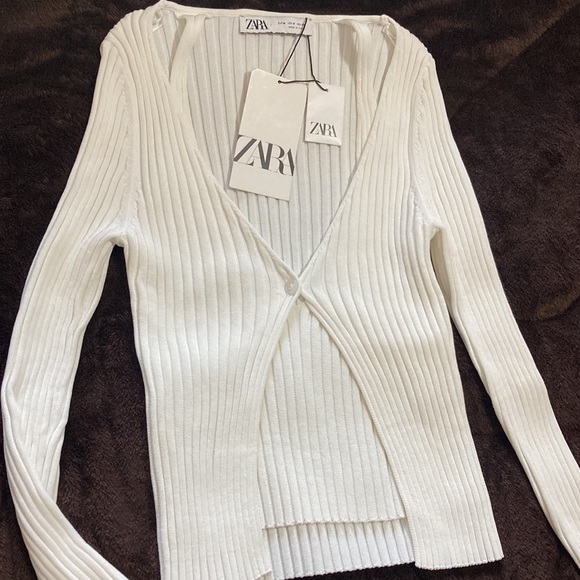Zara White Ribbed Knit Top - Picture 11 of 11